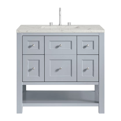 James Martin - Breckenridge 36" Single Vanity, Serenity Blue, w/ 3 CM Victorian Silver Quartz Top - 330-V36-SRB-3VSL view 1