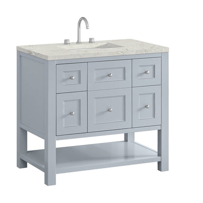 James Martin - Breckenridge 36" Single Vanity, Serenity Blue, w/ 3 CM Victorian Silver Quartz Top - 330-V36-SRB-3VSL view 10
