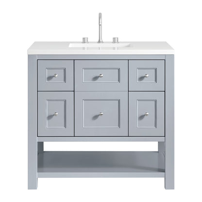 James Martin - Breckenridge 36" Single Vanity, Serenity Blue, w/ 3 CM White Zeus Quartz Top - 330-V36-SRB-3WZ view 1
