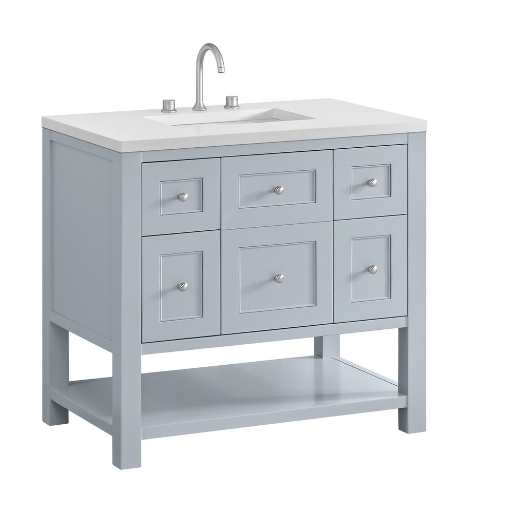 James Martin - Breckenridge 36" Single Vanity, Serenity Blue, w/ 3 CM White Zeus Quartz Top - 330-V36-SRB-3WZ view 10