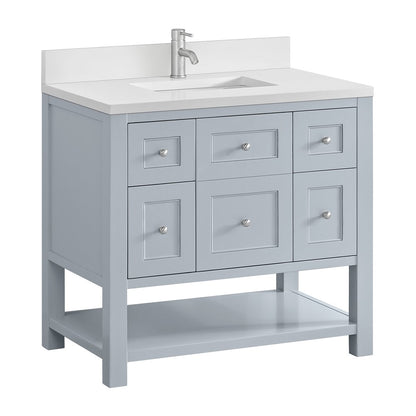 James Martin - Breckenridge 36" Single Vanity, Serenity Blue, w/ Single Hole 3 CM White Zeus Quartz Top & Backsplash - 330-V36-SRB-1WZ view 10