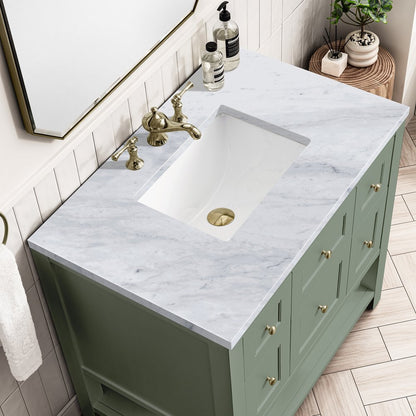 James Martin - Breckenridge 36" Single Vanity, Smokey Celadon w/ 3 CM Carrara Marble Top - 330-V36-SC-3CAR view 7