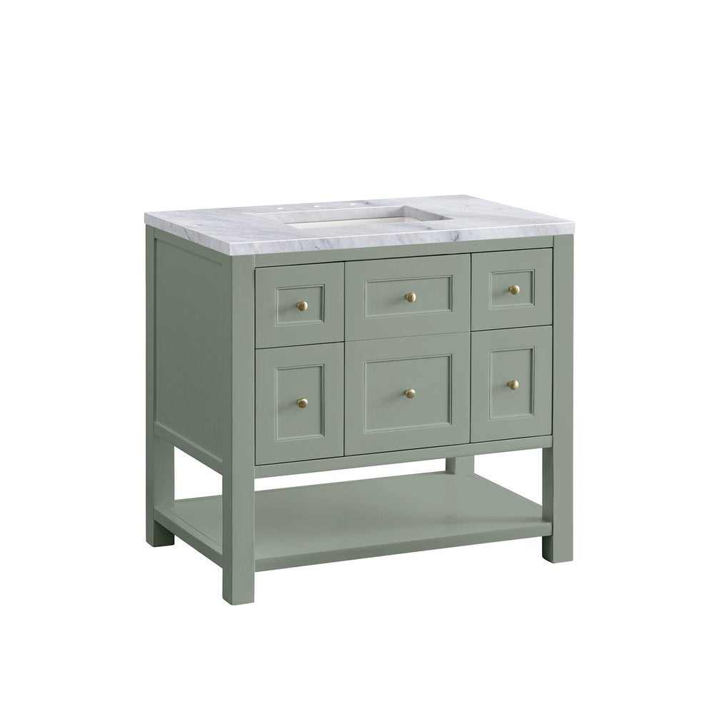 James Martin - Breckenridge 36" Single Vanity, Smokey Celadon w/ 3 CM Carrara Marble Top - 330-V36-SC-3CAR view 10