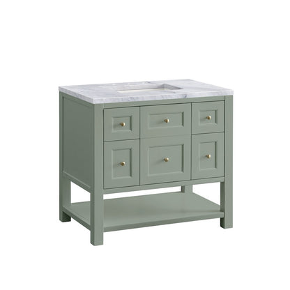 James Martin - Breckenridge 36" Single Vanity, Smokey Celadon w/ 3 CM Carrara Marble Top - 330-V36-SC-3CAR view 10