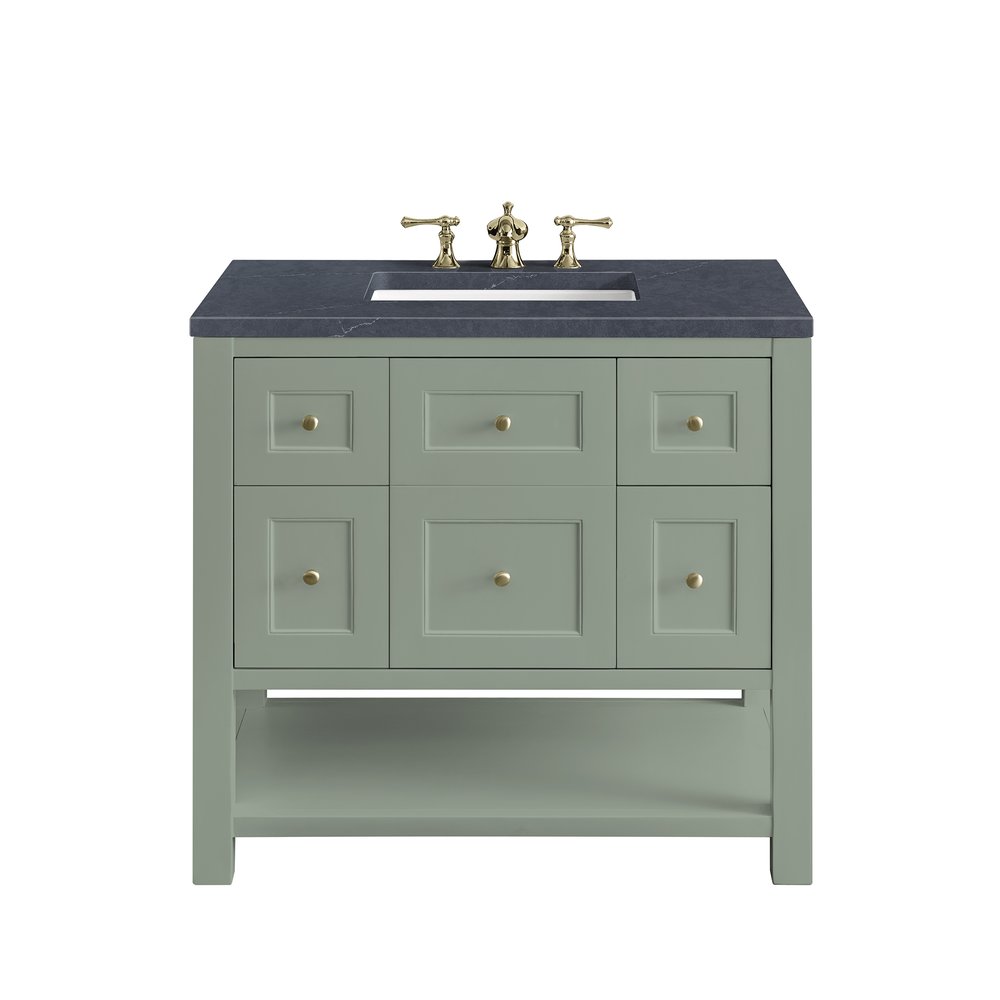 James Martin - Breckenridge 36" Single Vanity, Smokey Celadon w/ 3 CM Charcoal Soapstone Top - 330-V36-SC-3CSP view 1