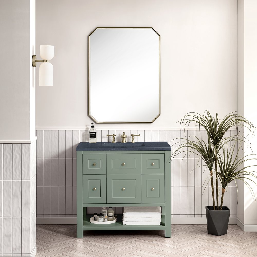 James Martin - Breckenridge 36" Single Vanity, Smokey Celadon w/ 3 CM Charcoal Soapstone Top - 330-V36-SC-3CSP view 3