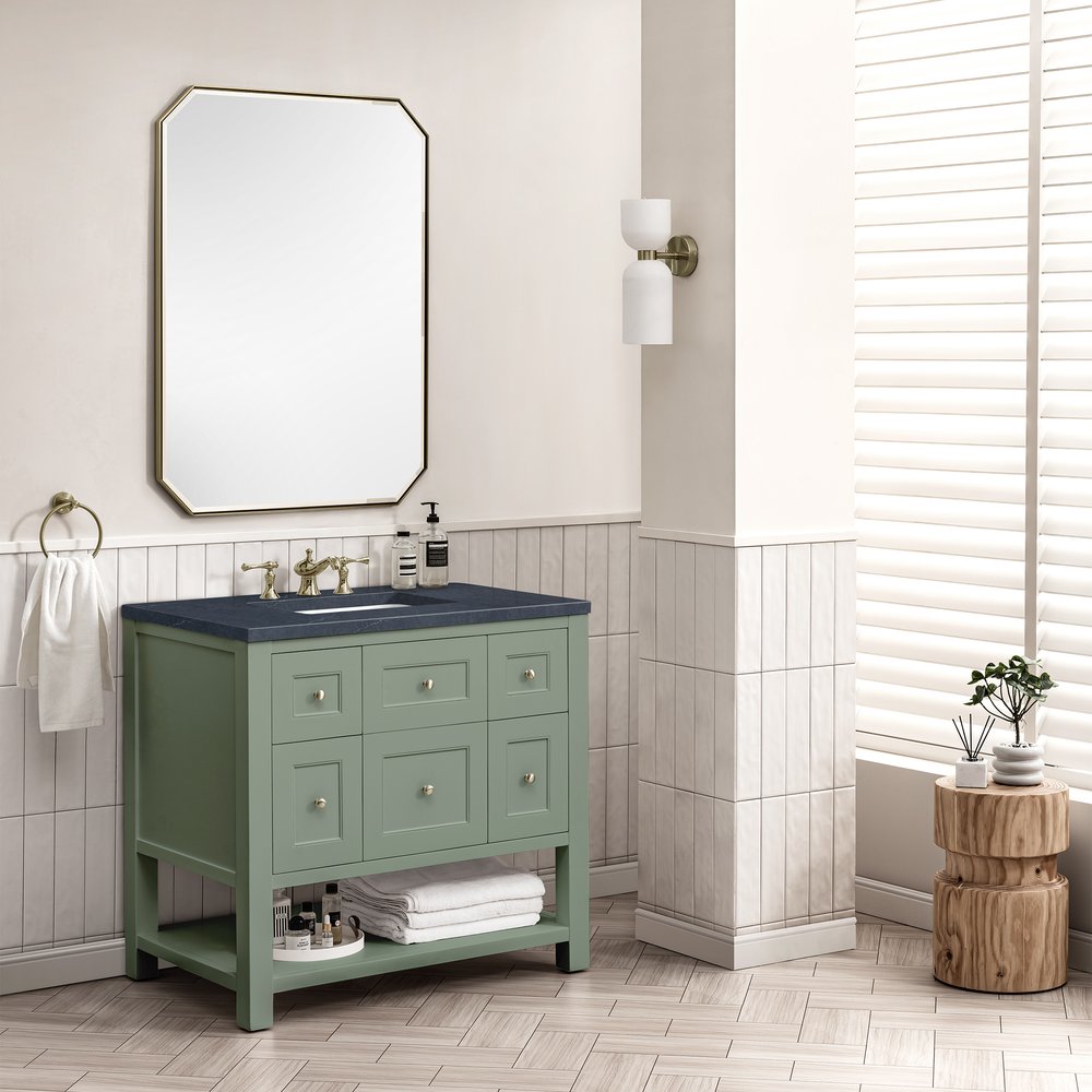 James Martin - Breckenridge 36" Single Vanity, Smokey Celadon w/ 3 CM Charcoal Soapstone Top - 330-V36-SC-3CSP view 4