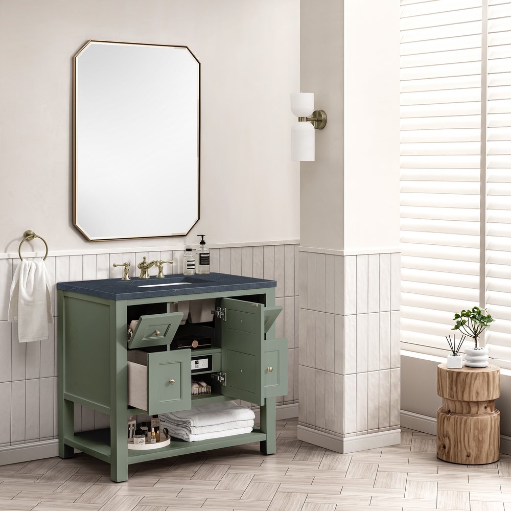 James Martin - Breckenridge 36" Single Vanity, Smokey Celadon w/ 3 CM Charcoal Soapstone Top - 330-V36-SC-3CSP view 5