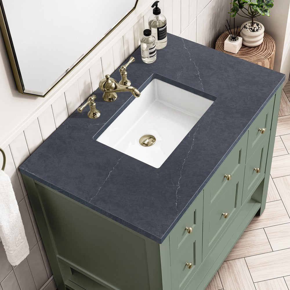James Martin - Breckenridge 36" Single Vanity, Smokey Celadon w/ 3 CM Charcoal Soapstone Top - 330-V36-SC-3CSP view 7