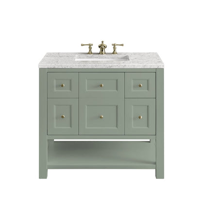 James Martin - Breckenridge 36" Single Vanity, Smokey Celadon w/ 3 CM Eternal Jasmine Pearl Top - 330-V36-SC-3EJP view 1