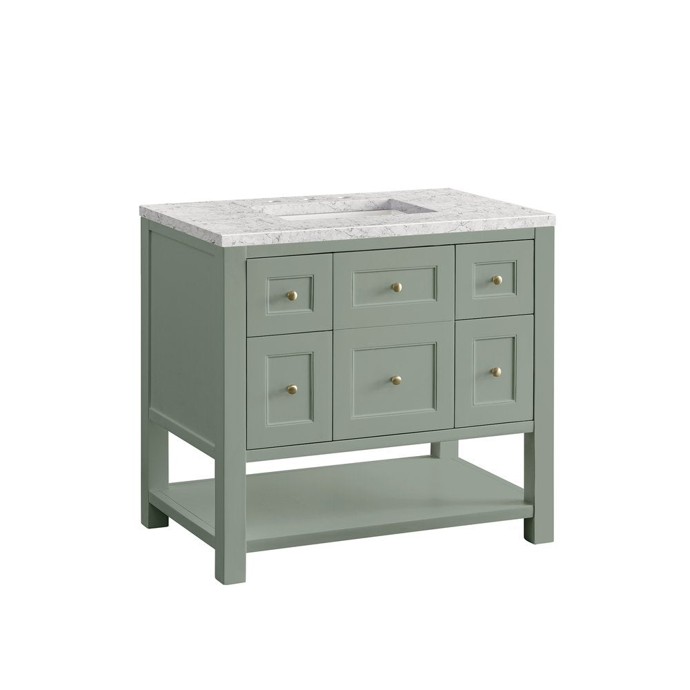 James Martin - Breckenridge 36" Single Vanity, Smokey Celadon w/ 3 CM Eternal Jasmine Pearl Top - 330-V36-SC-3EJP view 7