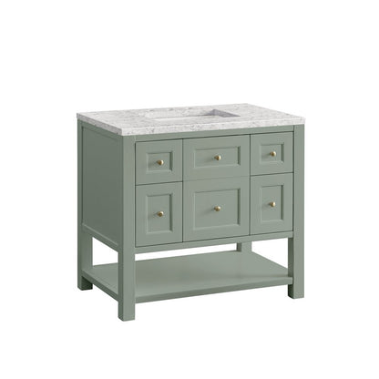 James Martin - Breckenridge 36" Single Vanity, Smokey Celadon w/ 3 CM Eternal Jasmine Pearl Top - 330-V36-SC-3EJP view 7
