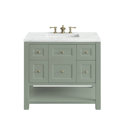 James Martin - Breckenridge 36" Single Vanity, Smokey Celadon w/ 3 CM Ethereal Noctis Top - 330-V36-SC-3ENC view 1