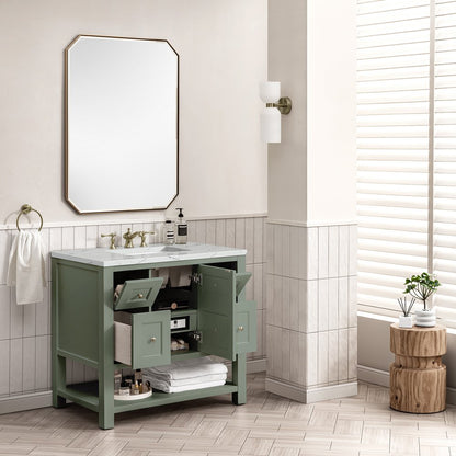 James Martin - Breckenridge 36" Single Vanity, Smokey Celadon w/ 3 CM Ethereal Noctis Top - 330-V36-SC-3ENC view 5