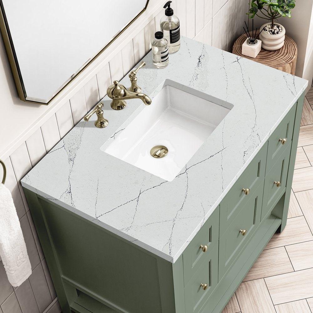 James Martin - Breckenridge 36" Single Vanity, Smokey Celadon w/ 3 CM Ethereal Noctis Top - 330-V36-SC-3ENC view 7