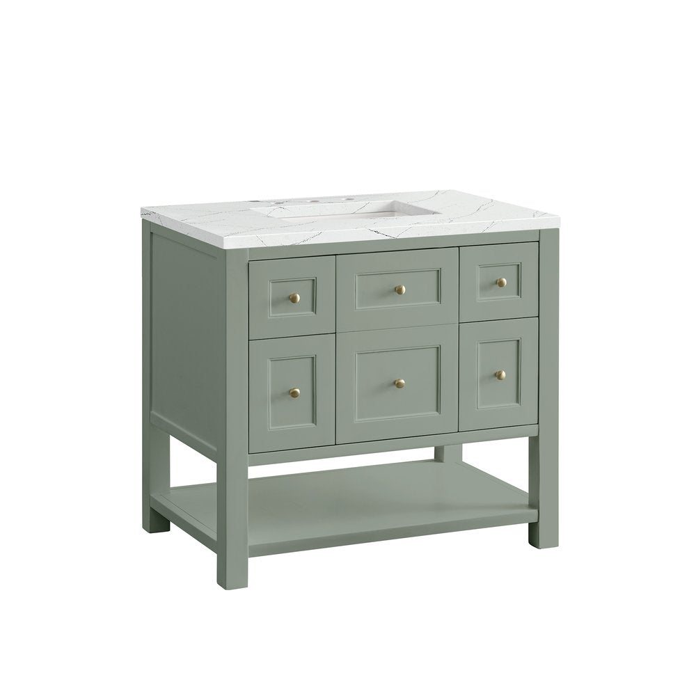 James Martin - Breckenridge 36" Single Vanity, Smokey Celadon w/ 3 CM Ethereal Noctis Top - 330-V36-SC-3ENC view 10