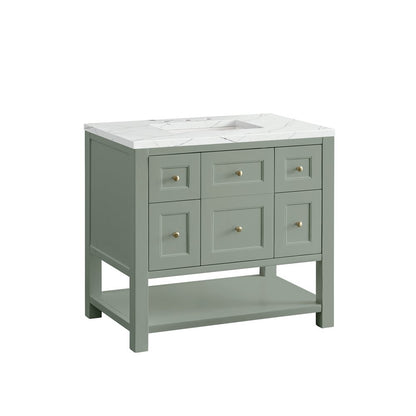 James Martin - Breckenridge 36" Single Vanity, Smokey Celadon w/ 3 CM Ethereal Noctis Top - 330-V36-SC-3ENC view 10