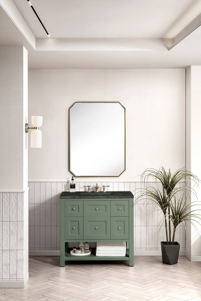 James Martin - Breckenridge 36" Single Vanity, Smokey Celadon, w/ 3 CM Phantome Eclos Top - 330-V36-SC-3PHT view 3