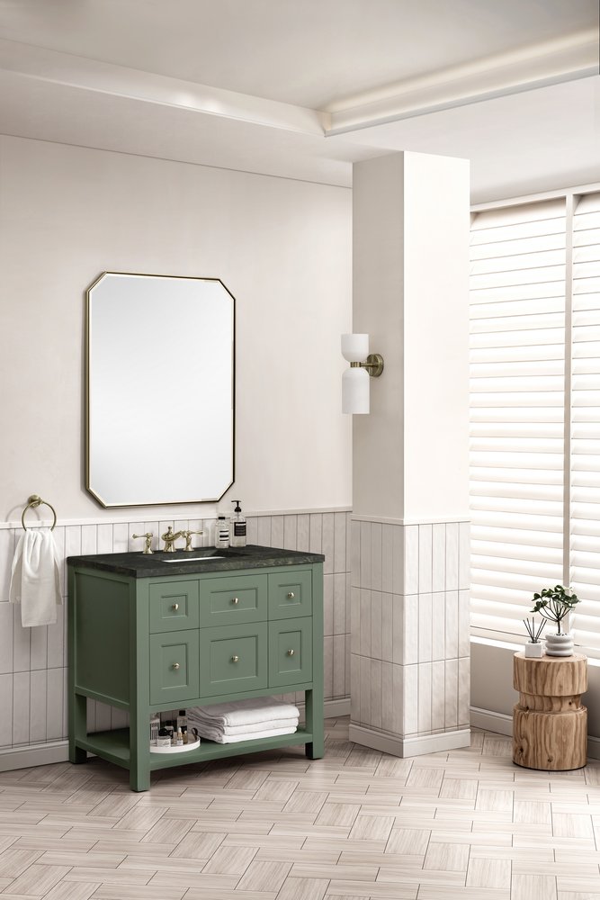 James Martin - Breckenridge 36" Single Vanity, Smokey Celadon, w/ 3 CM Phantome Eclos Top - 330-V36-SC-3PHT view 4