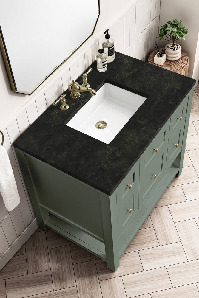 James Martin - Breckenridge 36" Single Vanity, Smokey Celadon, w/ 3 CM Phantome Eclos Top - 330-V36-SC-3PHT view 7
