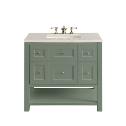 James Martin - Breckenridge 36" Single Vanity, Smokey Celadon, w/ 3 CM Siberian Silestone Top - 330-V36-SC-3SFR view 1
