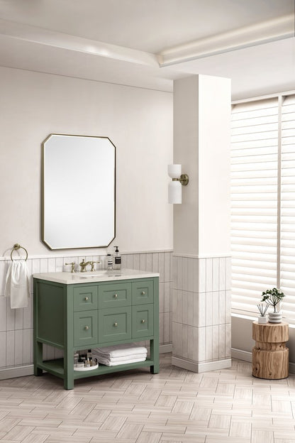 James Martin - Breckenridge 36" Single Vanity, Smokey Celadon, w/ 3 CM Siberian Silestone Top - 330-V36-SC-3SFR view 4