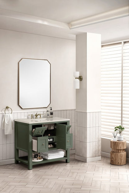 James Martin - Breckenridge 36" Single Vanity, Smokey Celadon, w/ 3 CM Siberian Silestone Top - 330-V36-SC-3SFR view 5