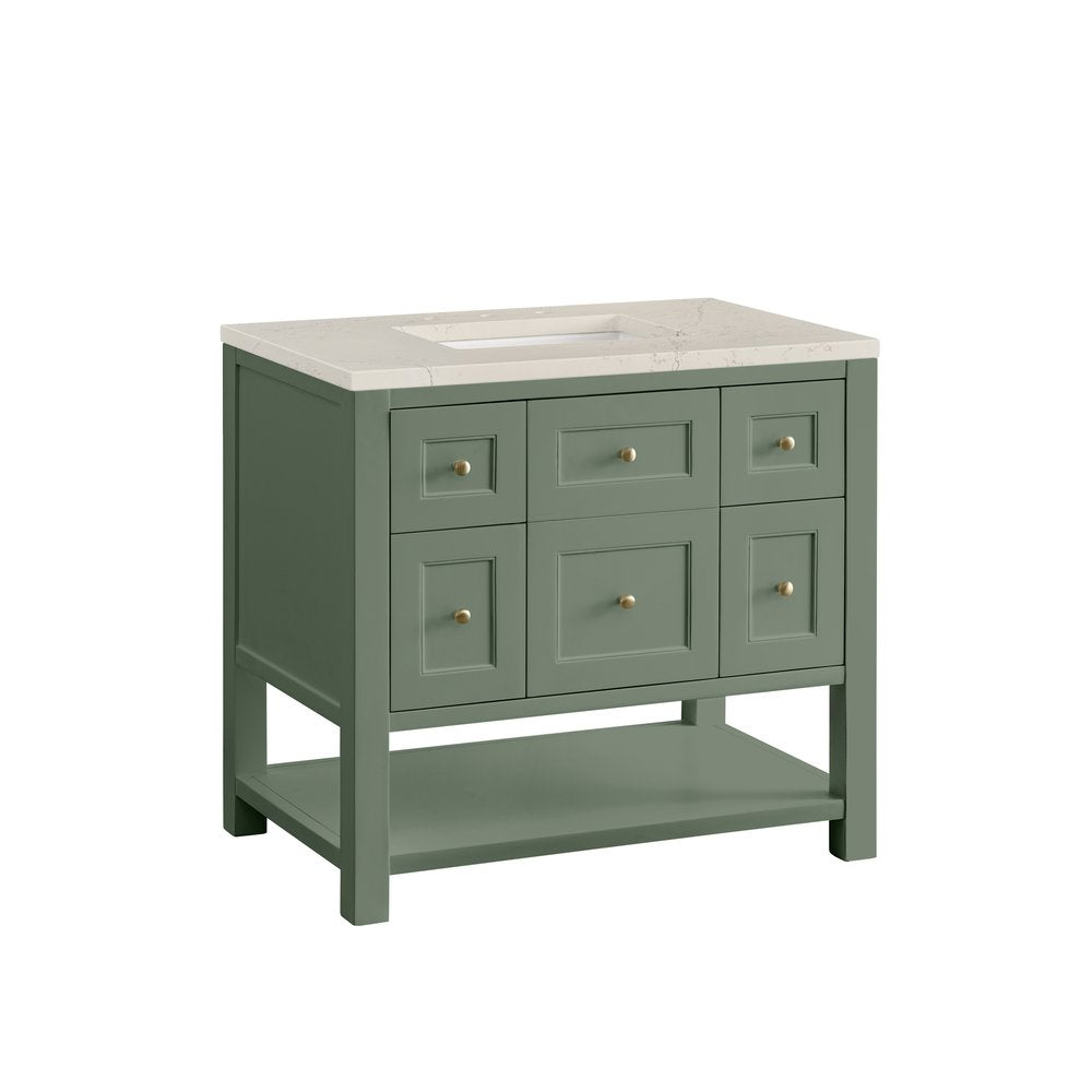 James Martin - Breckenridge 36" Single Vanity, Smokey Celadon, w/ 3 CM Siberian Silestone Top - 330-V36-SC-3SFR view 10