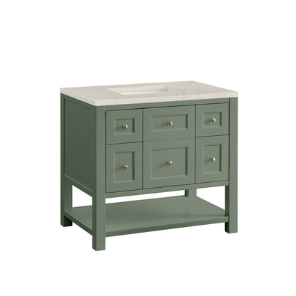 James Martin - Breckenridge 36" Single Vanity, Smokey Celadon, w/ 3 CM Siberian Silestone Top - 330-V36-SC-3SFR view 10