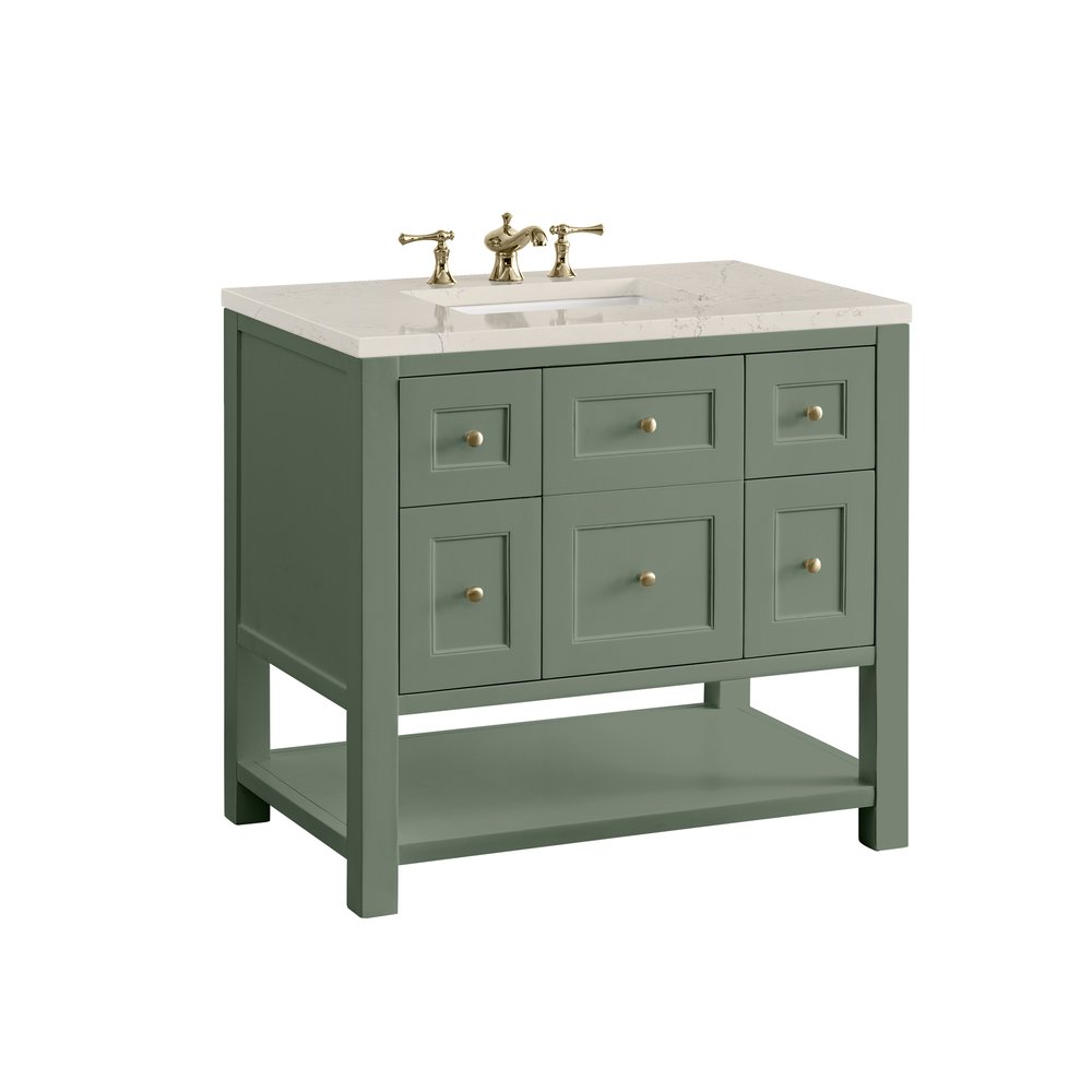 James Martin - Breckenridge 36" Single Vanity, Smokey Celadon, w/ 3 CM Siberian Silestone Top - 330-V36-SC-3SFR view 11