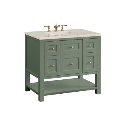 James Martin - Breckenridge 36" Single Vanity, Smokey Celadon, w/ 3 CM Siberian Silestone Top - 330-V36-SC-3SFR view 11