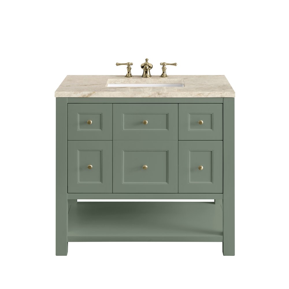 James Martin - Breckenridge 36" Single Vanity, Smokey Celadon, w/ 3 CM Tajnar Eclos Top - 330-V36-SC-3TJR view 1