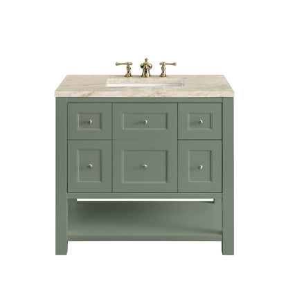 James Martin - Breckenridge 36" Single Vanity, Smokey Celadon, w/ 3 CM Tajnar Eclos Top - 330-V36-SC-3TJR view 1