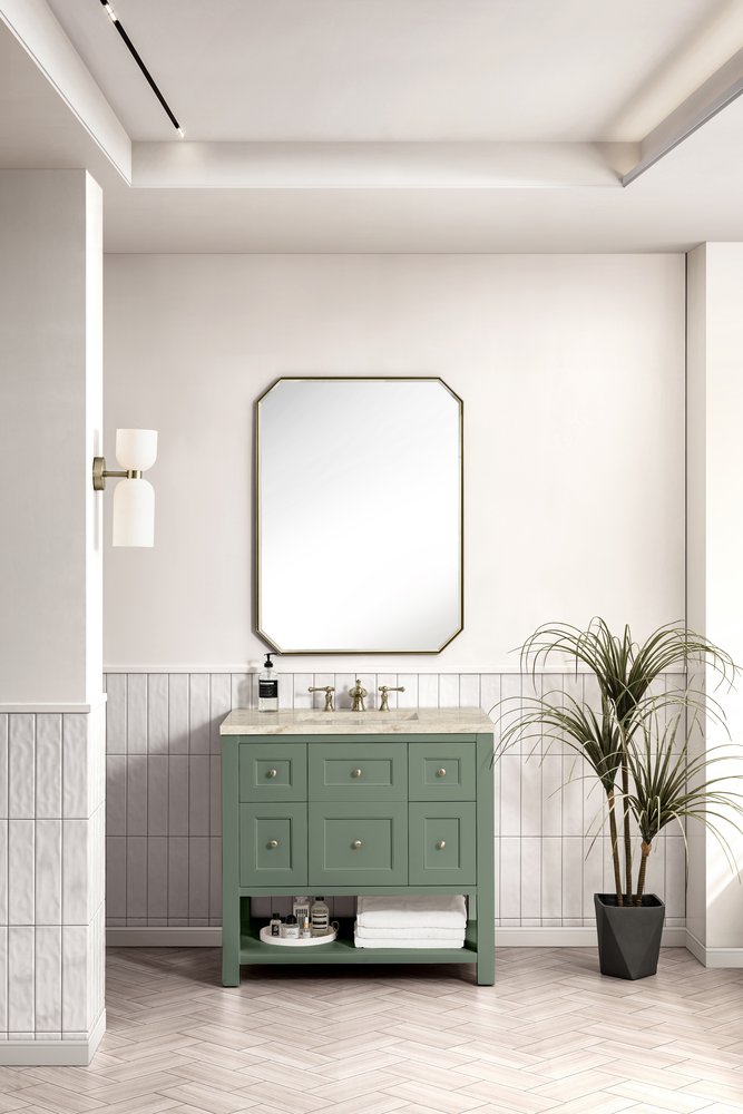 James Martin - Breckenridge 36" Single Vanity, Smokey Celadon, w/ 3 CM Tajnar Eclos Top - 330-V36-SC-3TJR view 3