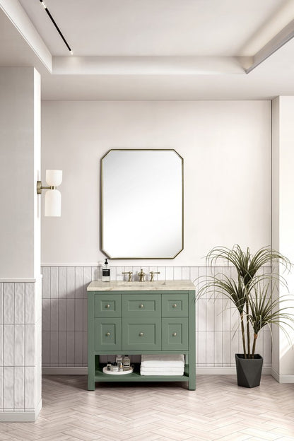 James Martin - Breckenridge 36" Single Vanity, Smokey Celadon, w/ 3 CM Tajnar Eclos Top - 330-V36-SC-3TJR view 3