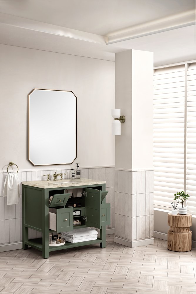 James Martin - Breckenridge 36" Single Vanity, Smokey Celadon, w/ 3 CM Tajnar Eclos Top - 330-V36-SC-3TJR view 5