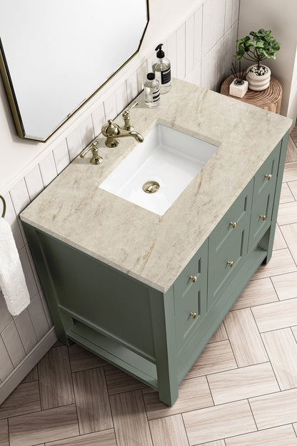 James Martin - Breckenridge 36" Single Vanity, Smokey Celadon, w/ 3 CM Tajnar Eclos Top - 330-V36-SC-3TJR view 7