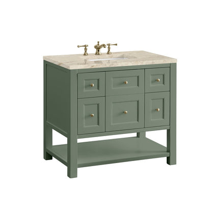 James Martin - Breckenridge 36" Single Vanity, Smokey Celadon, w/ 3 CM Tajnar Eclos Top - 330-V36-SC-3TJR view 11