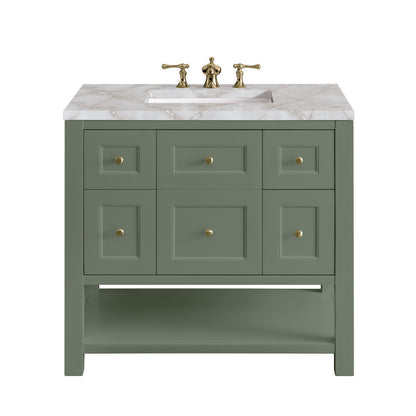 James Martin - Breckenridge 36" Single Vanity, Smokey Celadon w/ 3 CM Victorian Silver Top - 330-V36-SC-3VSL view 1
