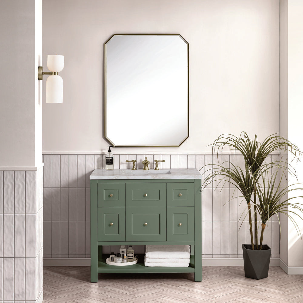 James Martin - Breckenridge 36" Single Vanity, Smokey Celadon w/ 3 CM Victorian Silver Top - 330-V36-SC-3VSL view 3
