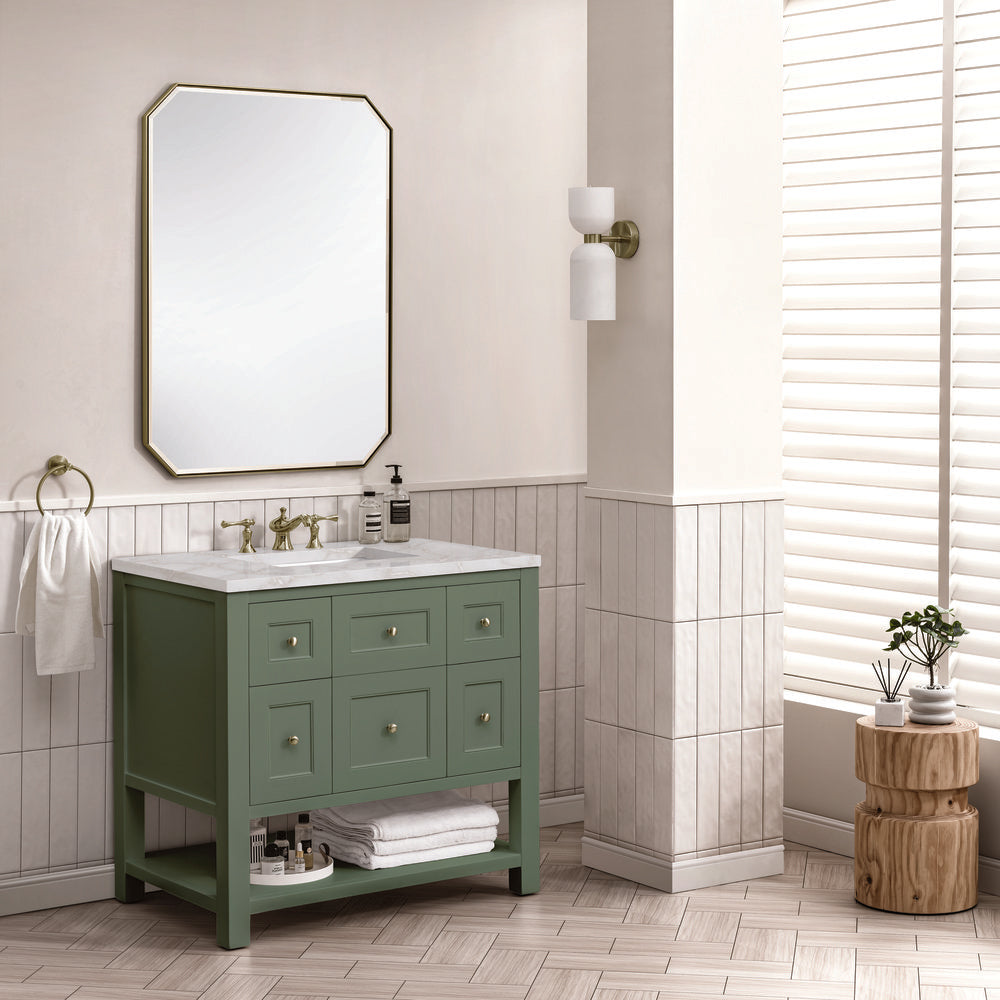 James Martin - Breckenridge 36" Single Vanity, Smokey Celadon w/ 3 CM Victorian Silver Top - 330-V36-SC-3VSL view 4