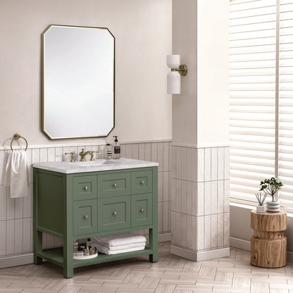 James Martin - Breckenridge 36" Single Vanity, Smokey Celadon w/ 3 CM Victorian Silver Top - 330-V36-SC-3VSL view 4