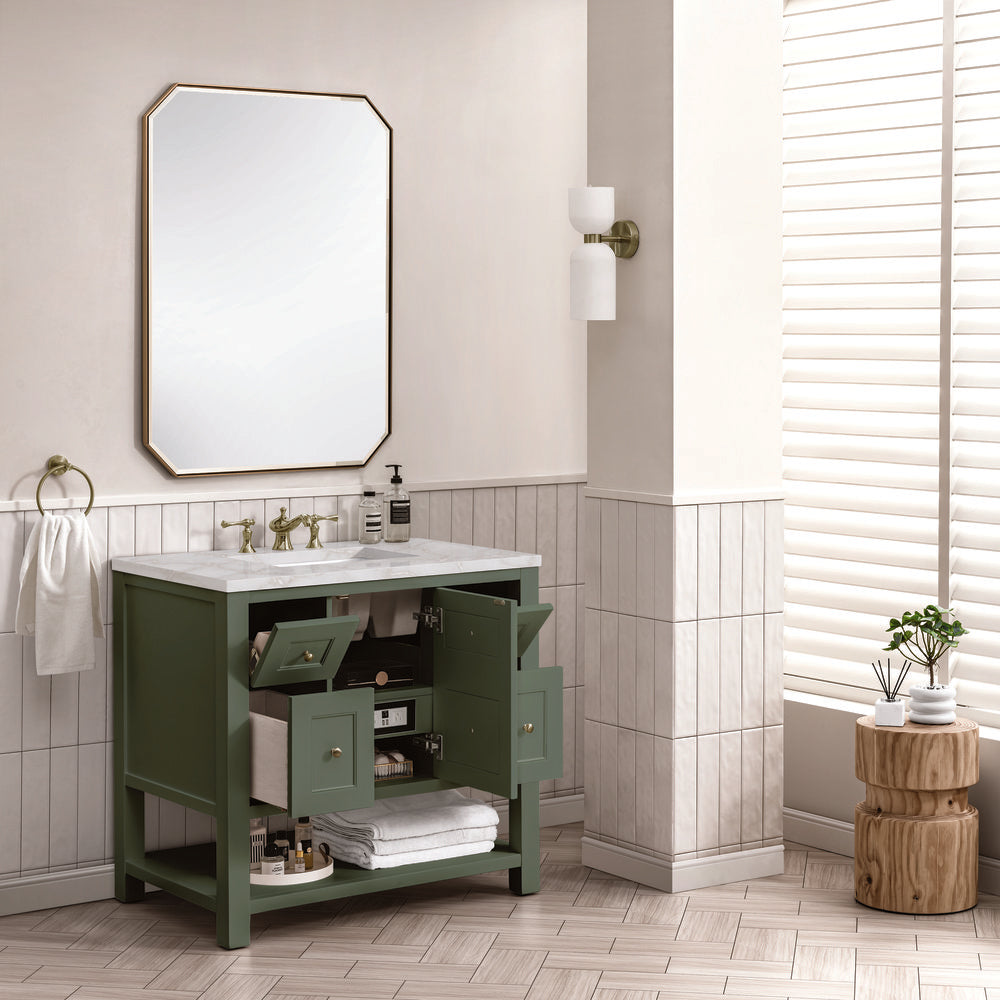 James Martin - Breckenridge 36" Single Vanity, Smokey Celadon w/ 3 CM Victorian Silver Top - 330-V36-SC-3VSL view 5