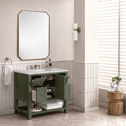 James Martin - Breckenridge 36" Single Vanity, Smokey Celadon w/ 3 CM Victorian Silver Top - 330-V36-SC-3VSL view 5