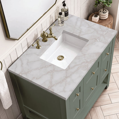James Martin - Breckenridge 36" Single Vanity, Smokey Celadon w/ 3 CM Victorian Silver Top - 330-V36-SC-3VSL view 7