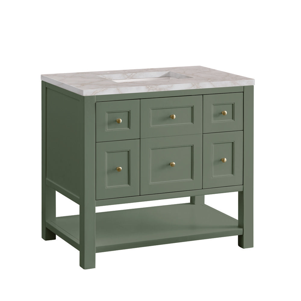 James Martin - Breckenridge 36" Single Vanity, Smokey Celadon w/ 3 CM Victorian Silver Top - 330-V36-SC-3VSL view 10