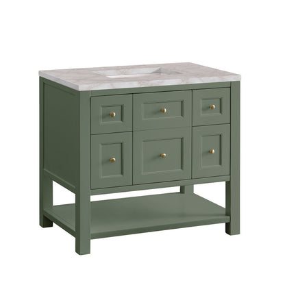 James Martin - Breckenridge 36" Single Vanity, Smokey Celadon w/ 3 CM Victorian Silver Top - 330-V36-SC-3VSL view 10