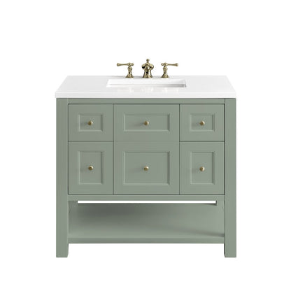 James Martin - Breckenridge 36" Single Vanity, Smokey Celadon w/ 3 CM White Zeus Top - 330-V36-SC-3WZ view 1