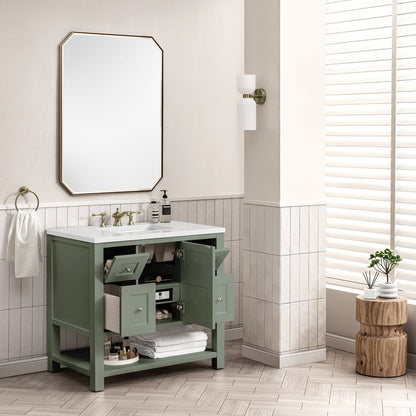 James Martin - Breckenridge 36" Single Vanity, Smokey Celadon w/ 3 CM White Zeus Top - 330-V36-SC-3WZ view 5