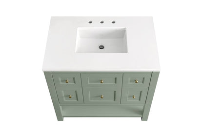 James Martin - Breckenridge 36" Single Vanity, Smokey Celadon w/ 3 CM White Zeus Top - 330-V36-SC-3WZ view 7
